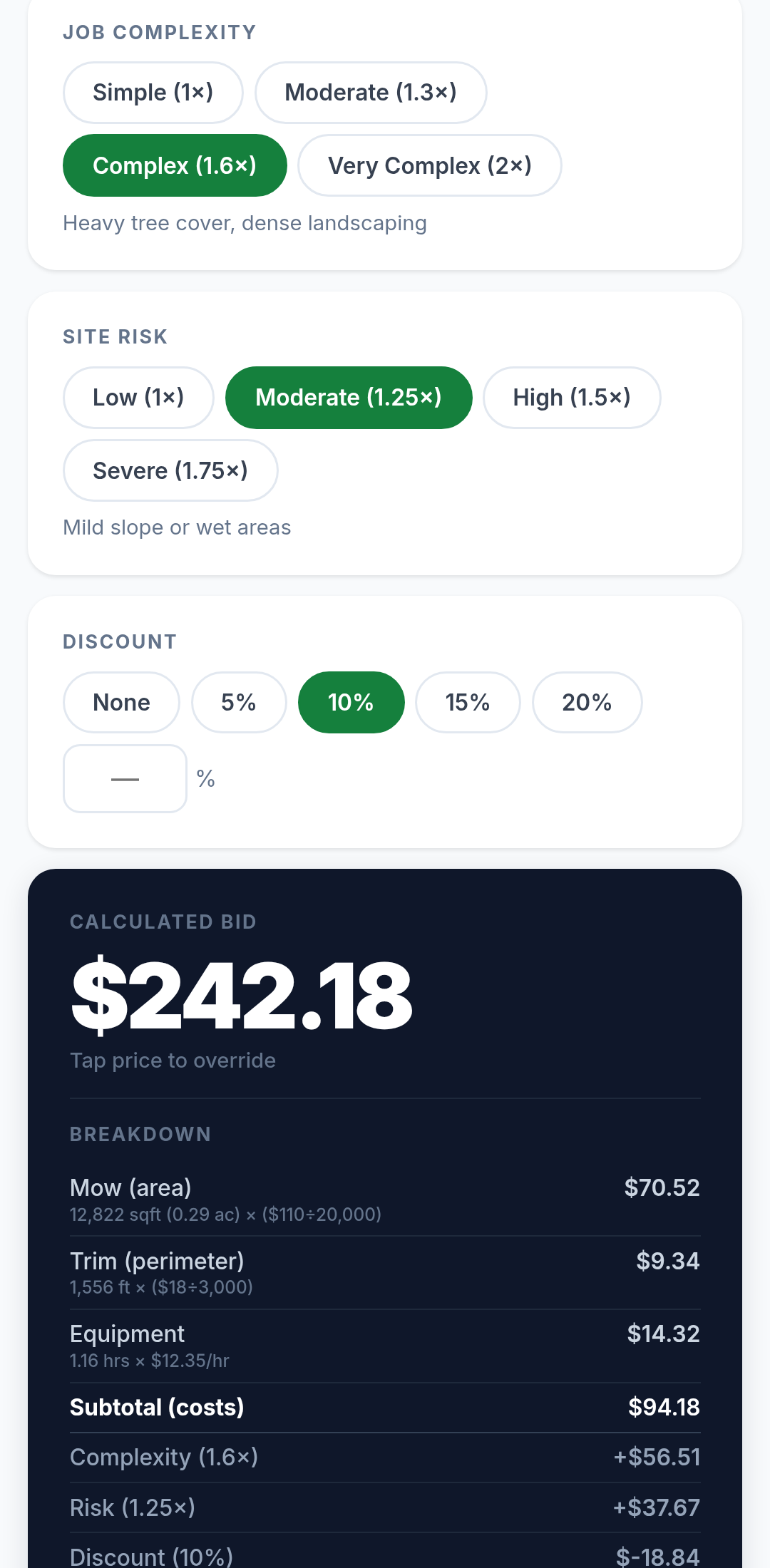 Calculated bid
